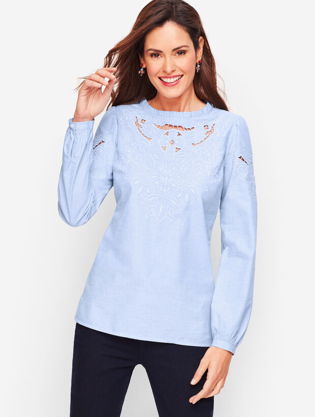 Embroidered Cutout Poplin - End on End