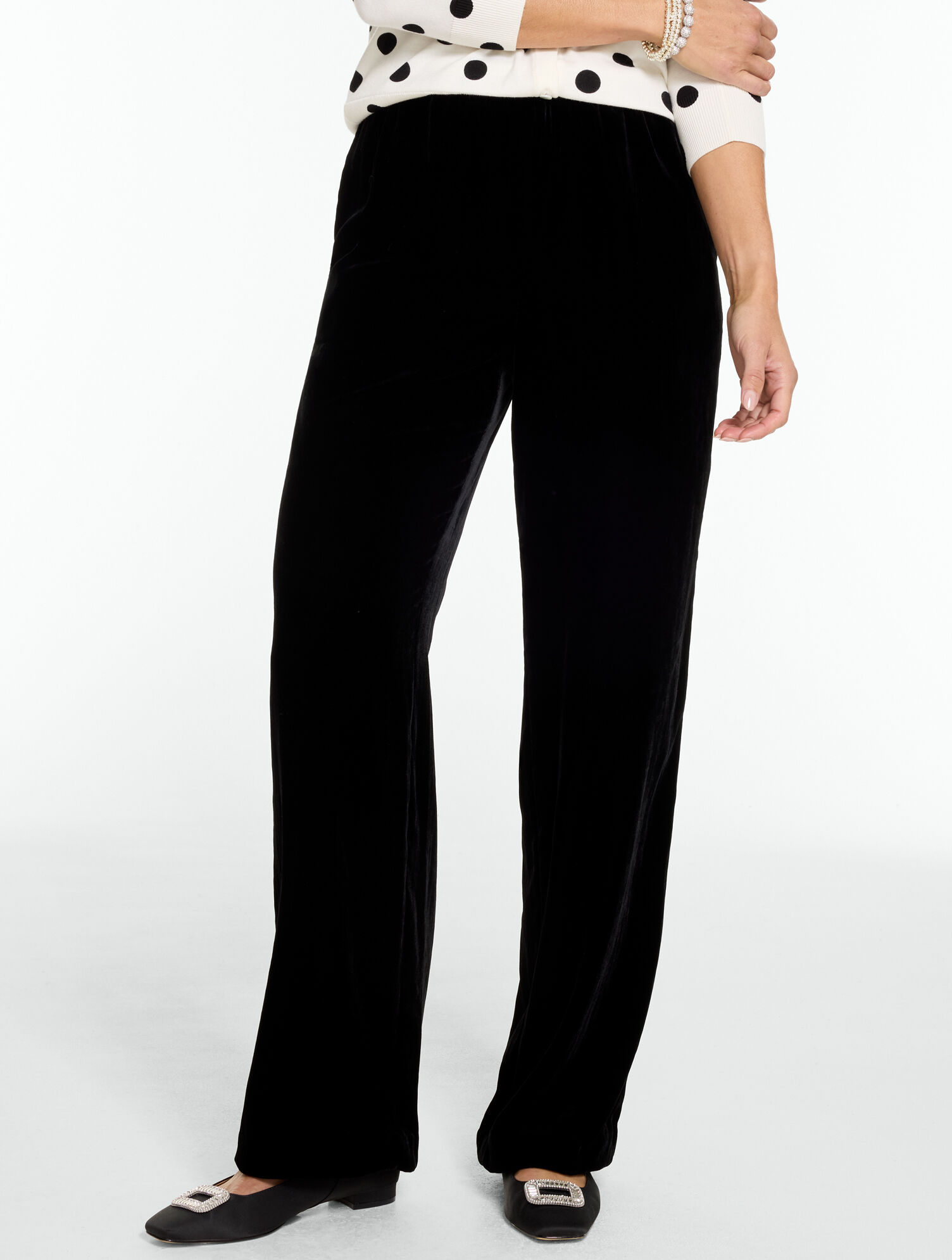 Velvet Wide Leg Pull-On Pants