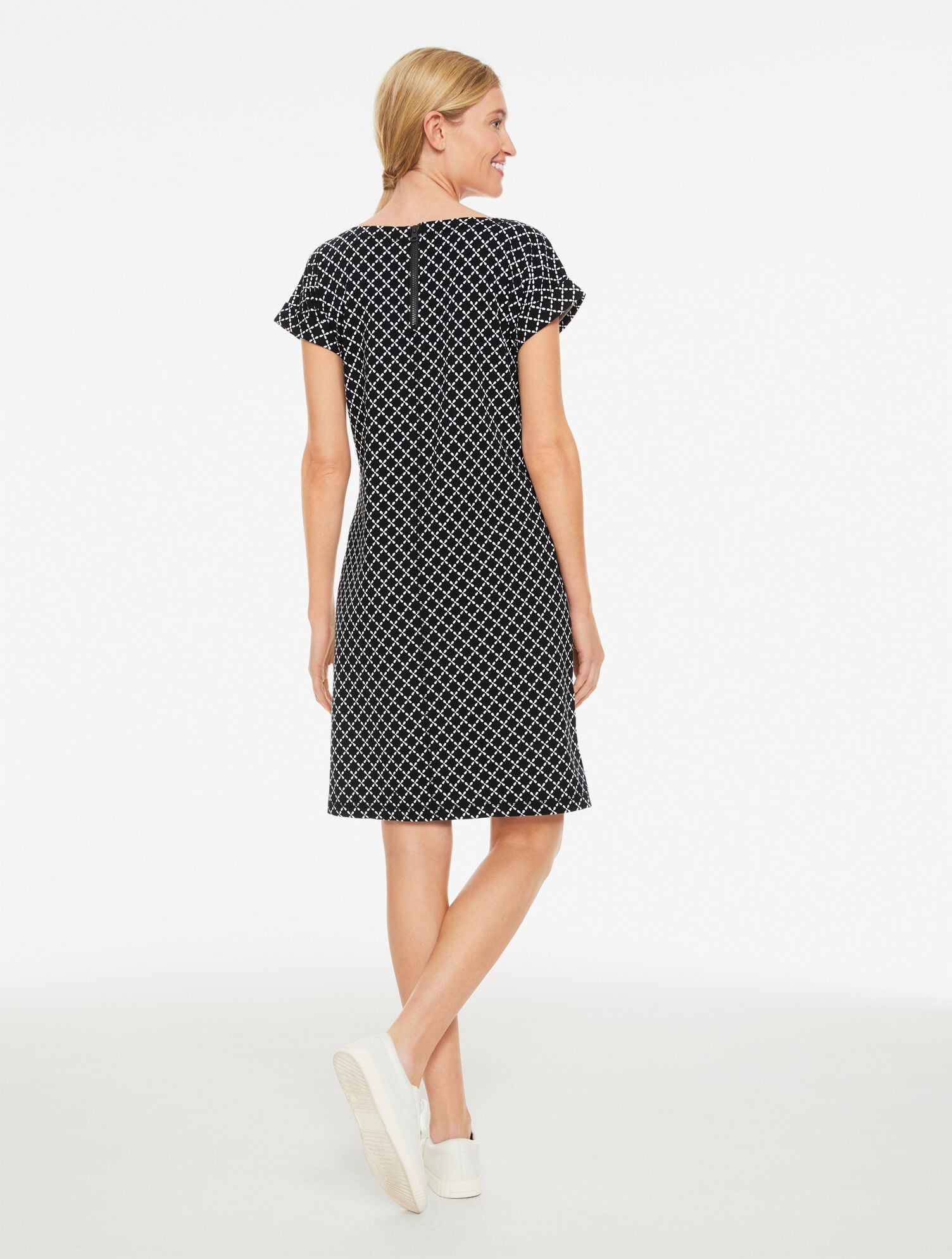 French Terry Short Sleeve Dress - Abstract Floral