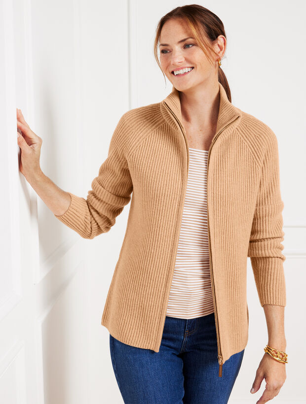 Cashmere Zip Cardigan Talbots