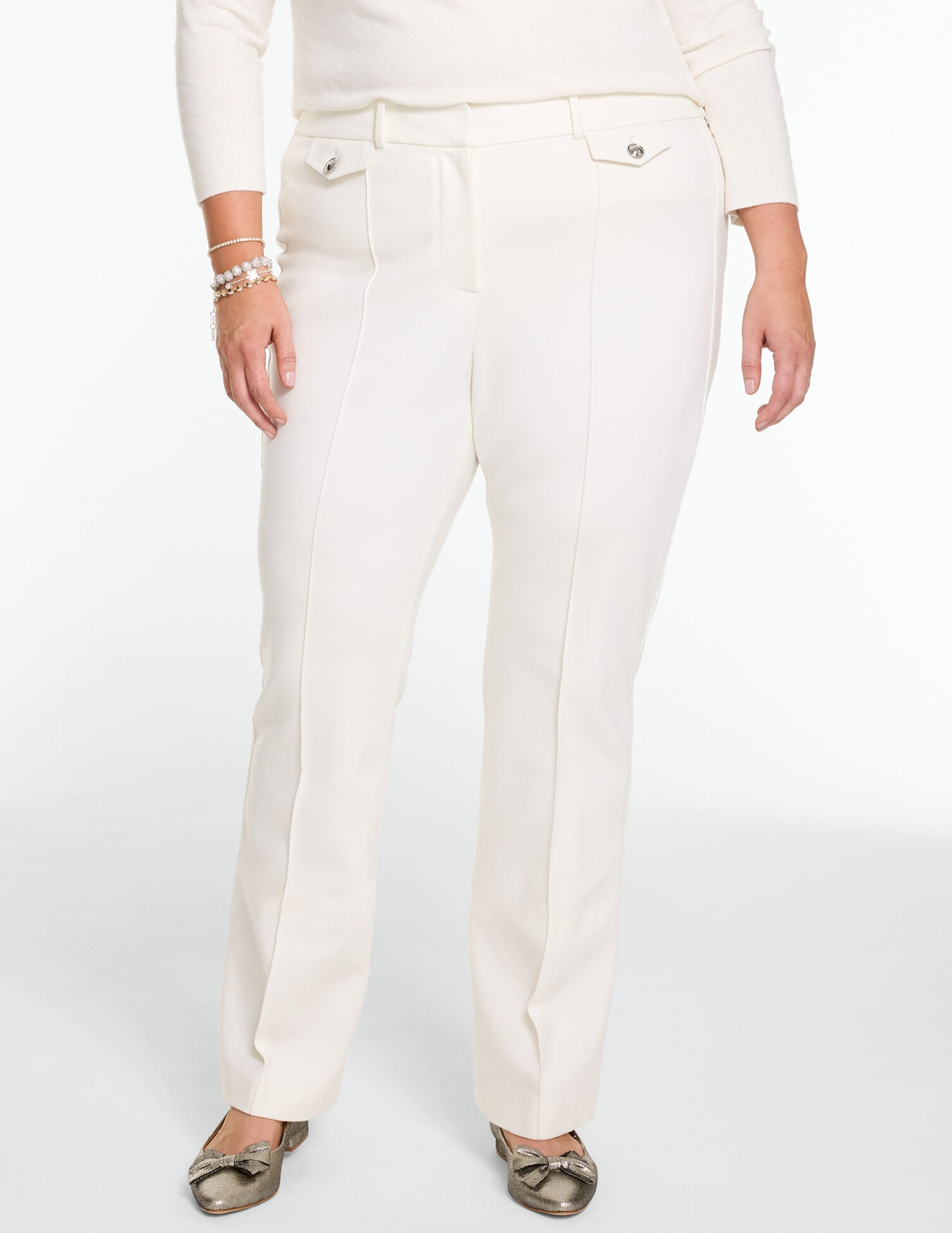 Polished Ponte Slim Bootcut Pants