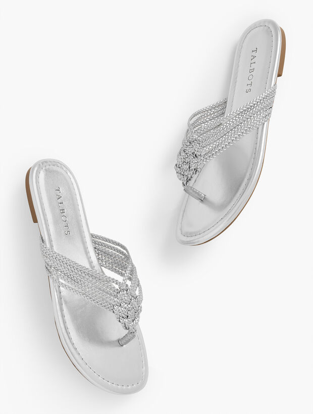 Cece Braid Metallic Thong Sandals