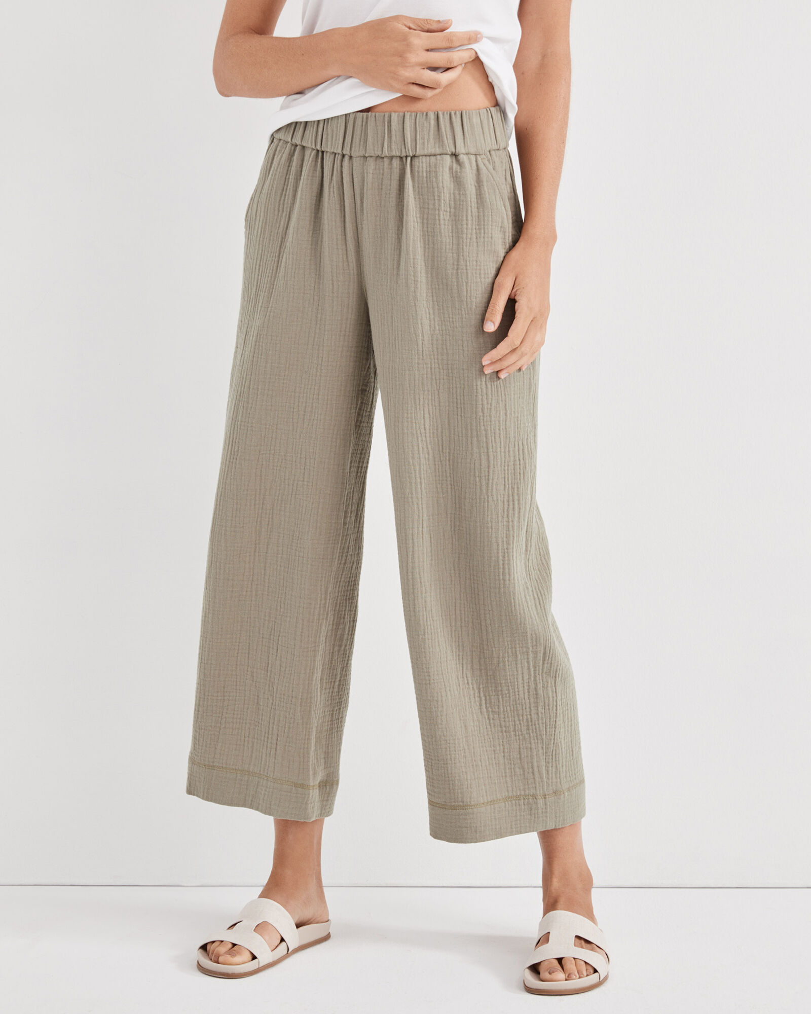 Organic Cotton Gauze Wide Leg Pants | Haven Well Within