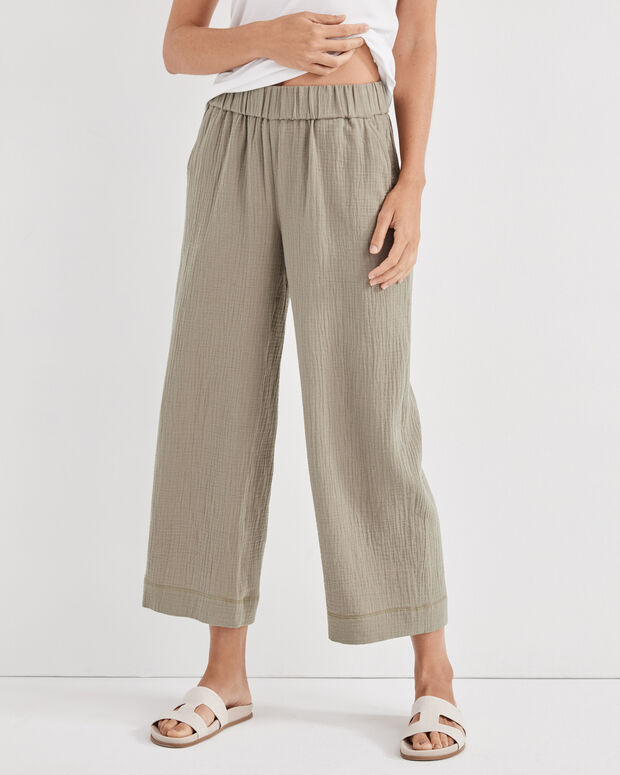 Organic Cotton Gauze Wide Leg Pants