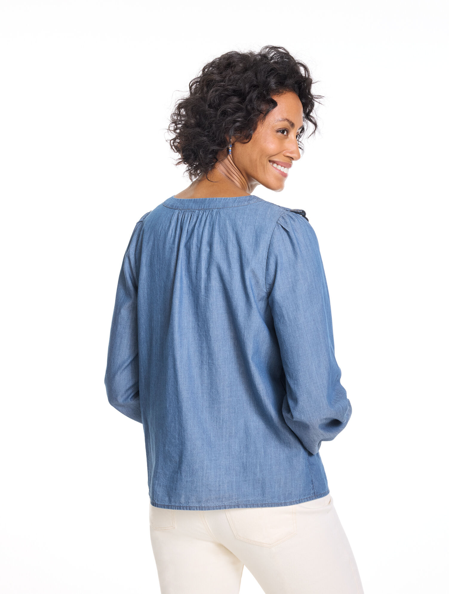 Chambray Pintuck Top | Talbots