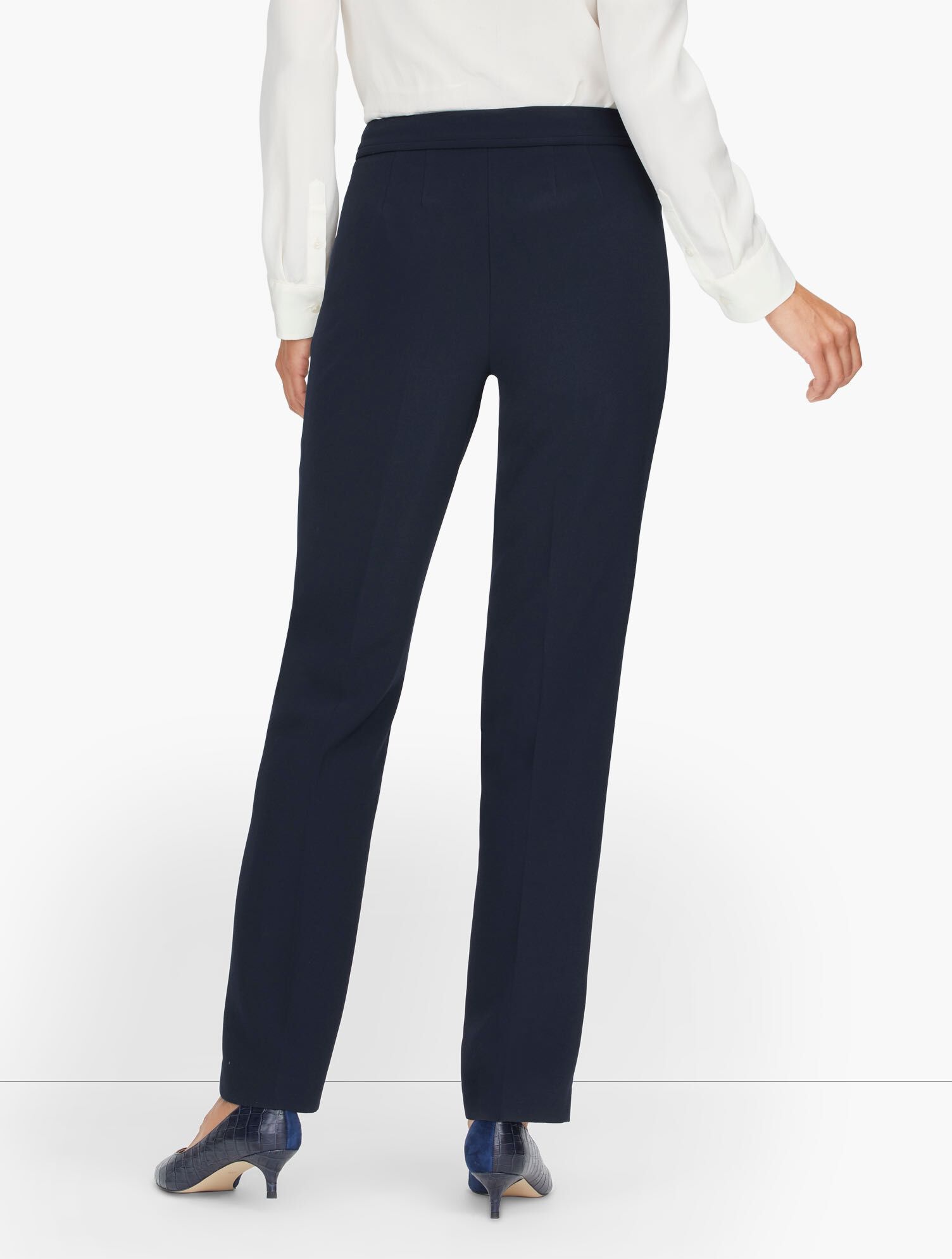Stretch Crepe Straight Leg Pants