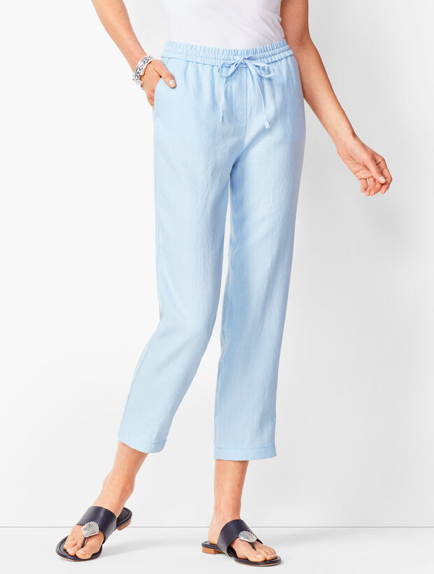 Washed Linen Pull-On Crops