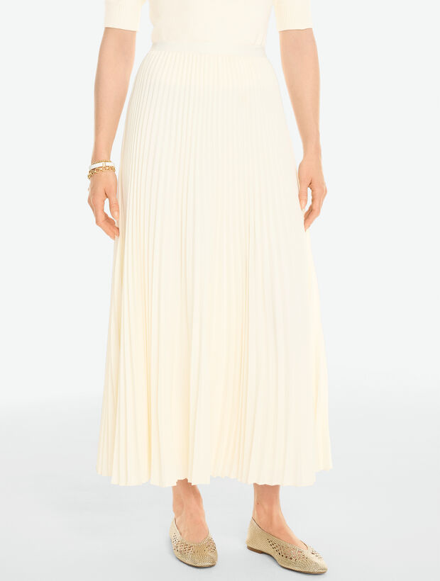 Crepe Pleated Fit &amp; Flare Skirt