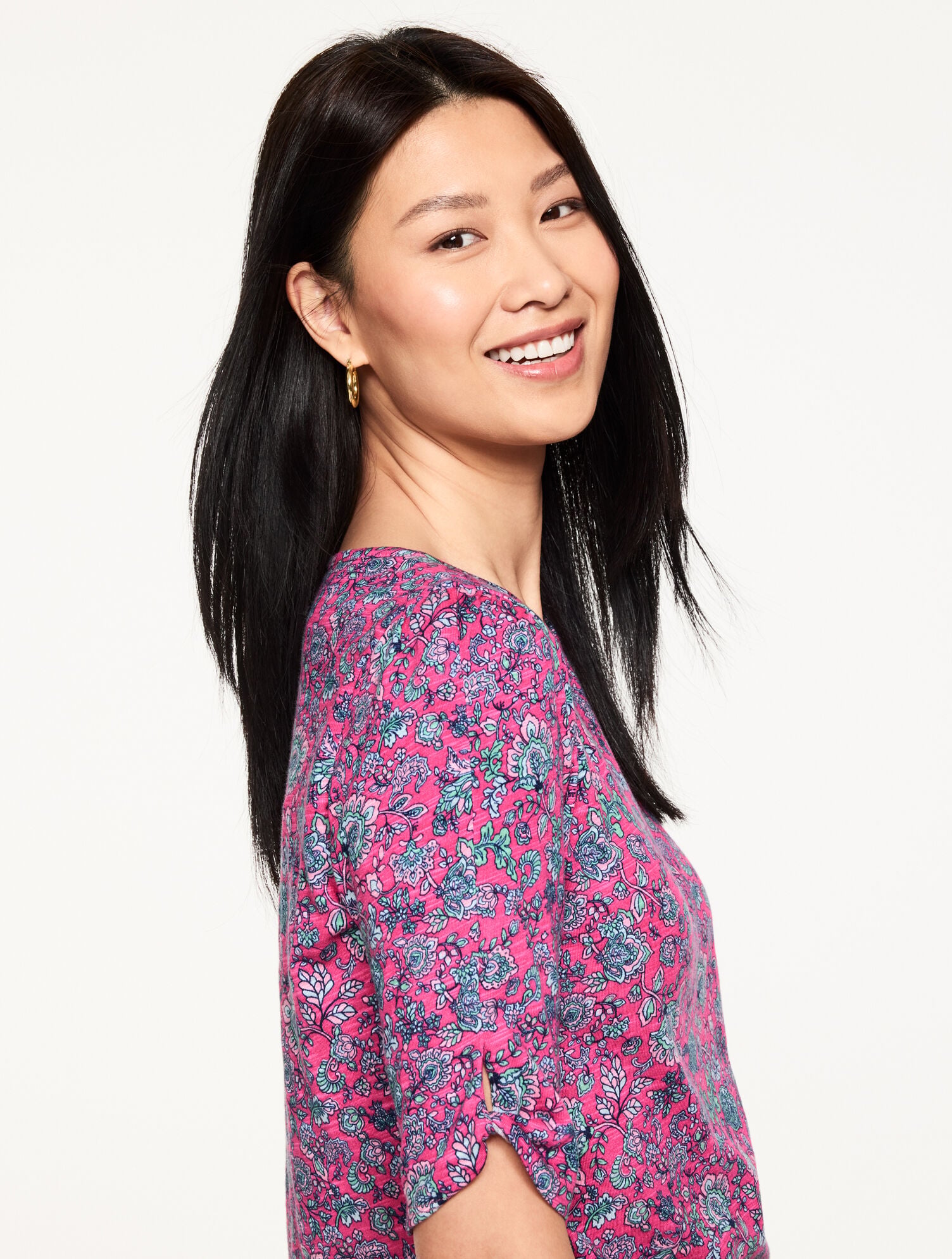 Elbow Sleeve Knot Top - Jumping Jacobean