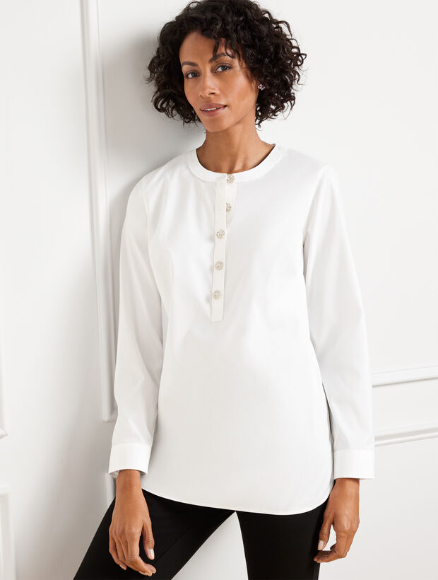 Talbots Tunic Non-Iron Band Collar Tunic | Talbots