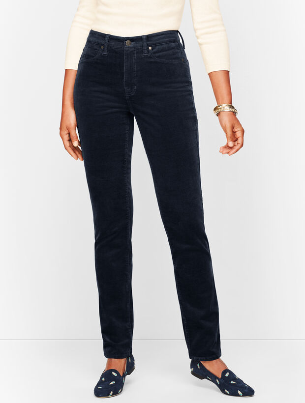 Stretch Corduroy Straight Leg Pants - Curvy Fit