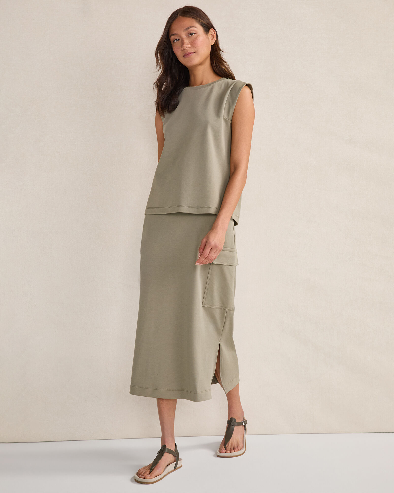 Cotton Blend Cargo Skirt