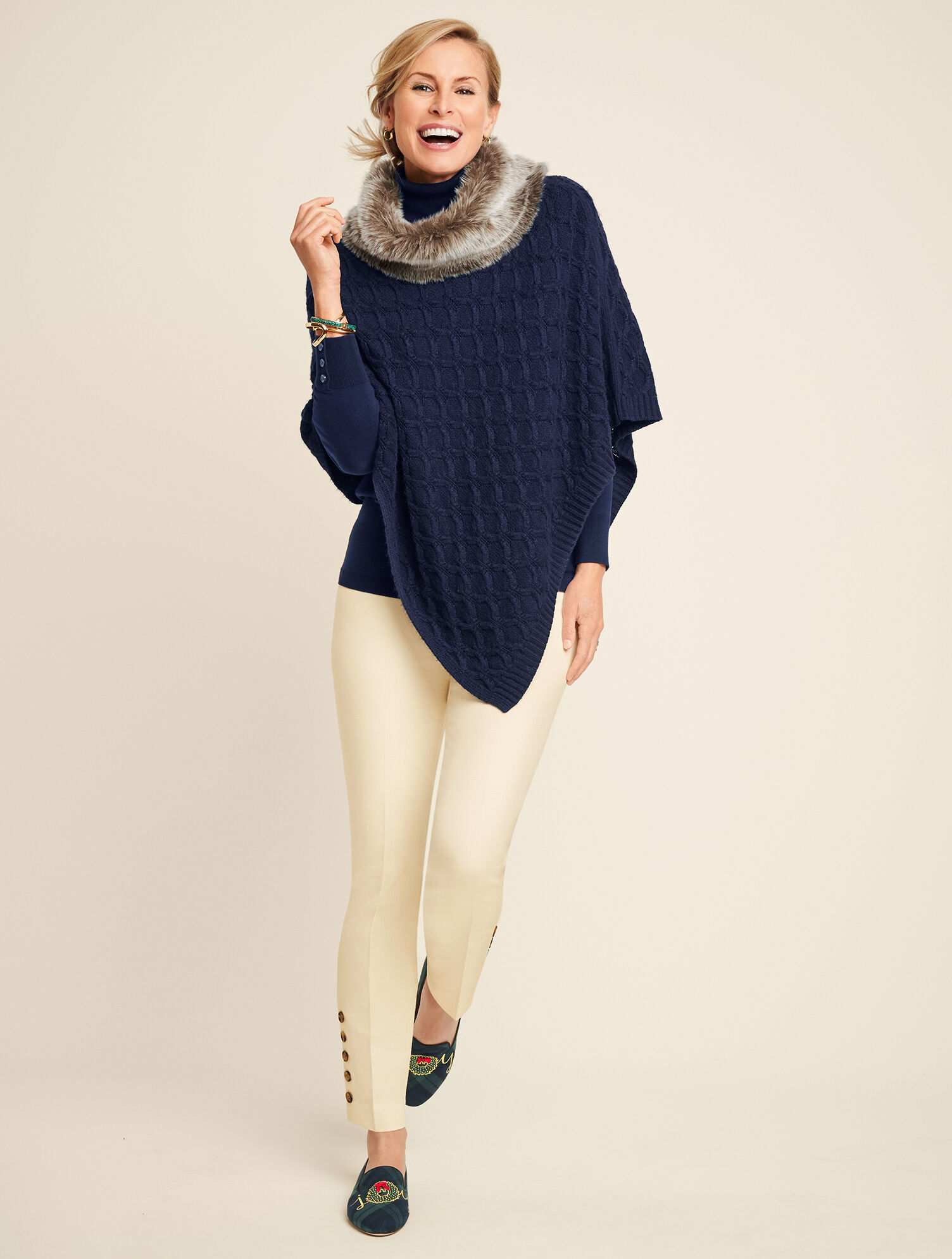 Button Cuff Turtleneck Sweater
