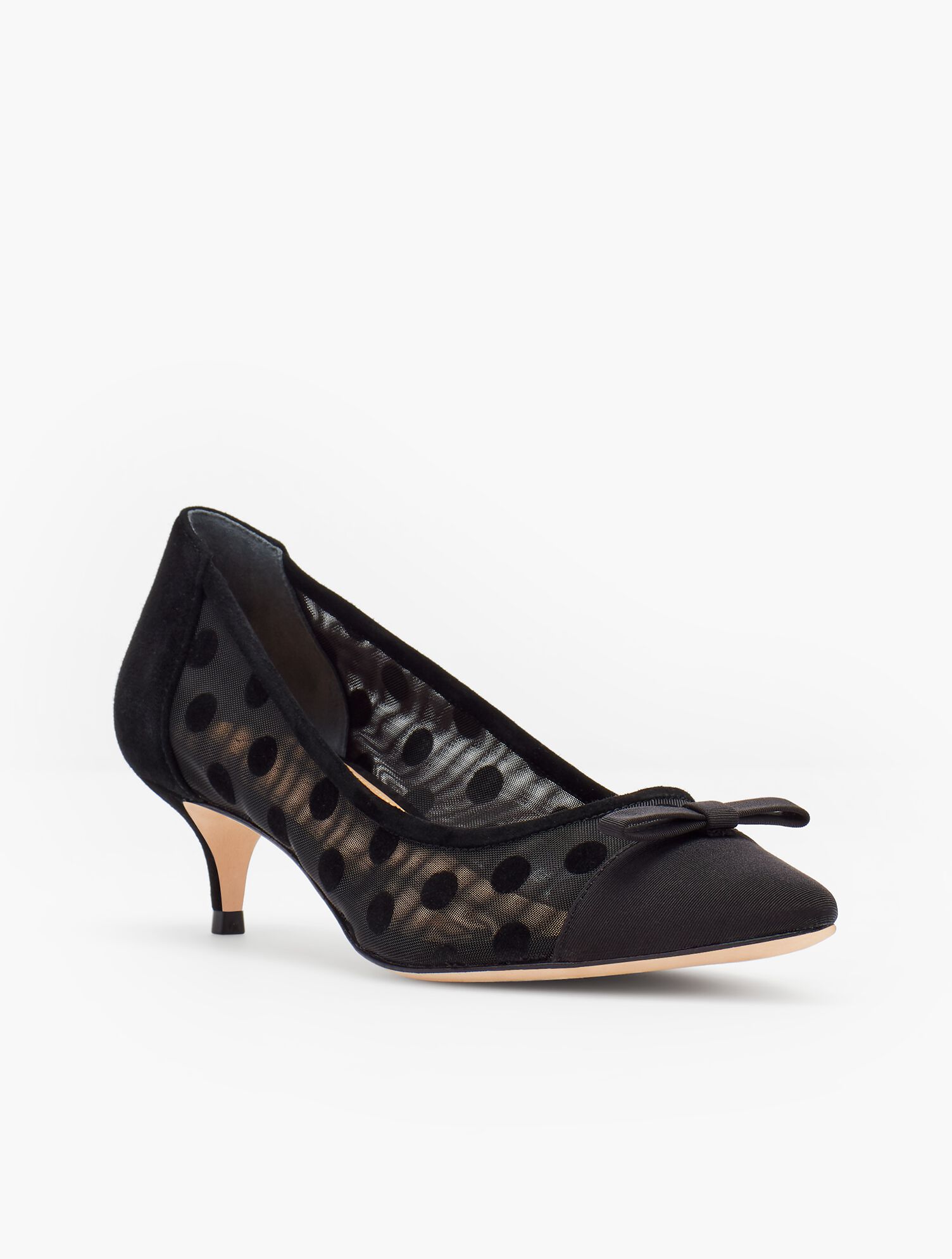 Sylvie Kitten Heel Pumps - Mesh Dot