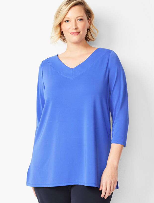 Plus Size Knit Jersey V-Neck Tunic