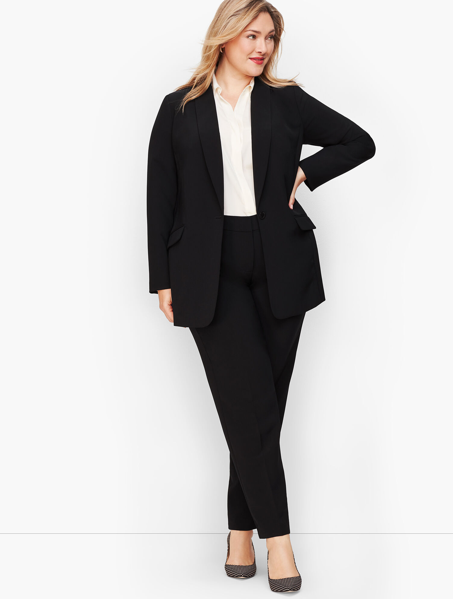 Stretch Crepe Long Blazer
