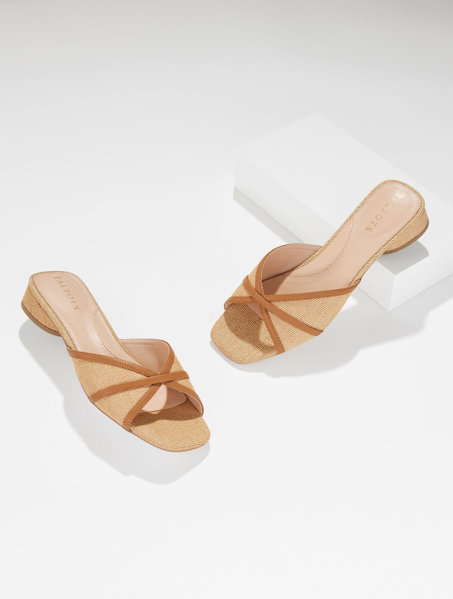 Val Block Heel Slides - Woven Straw