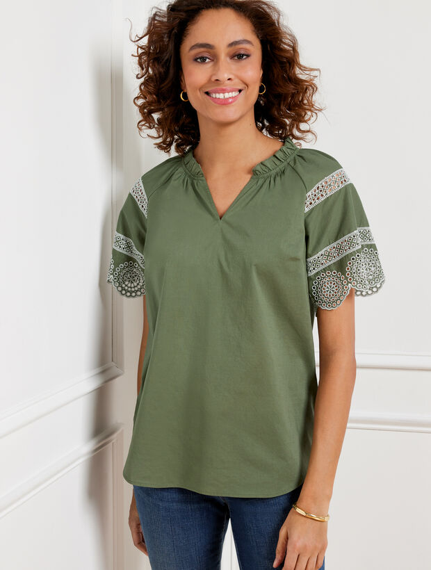 Embroidered Sleeve Top Talbots