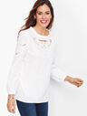 Embroidered Cutout Poplin Top