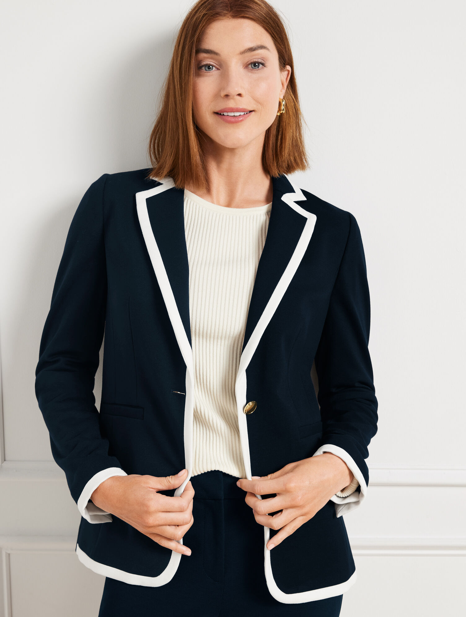 Luxe Italian Knit Banded Blazer | Talbots