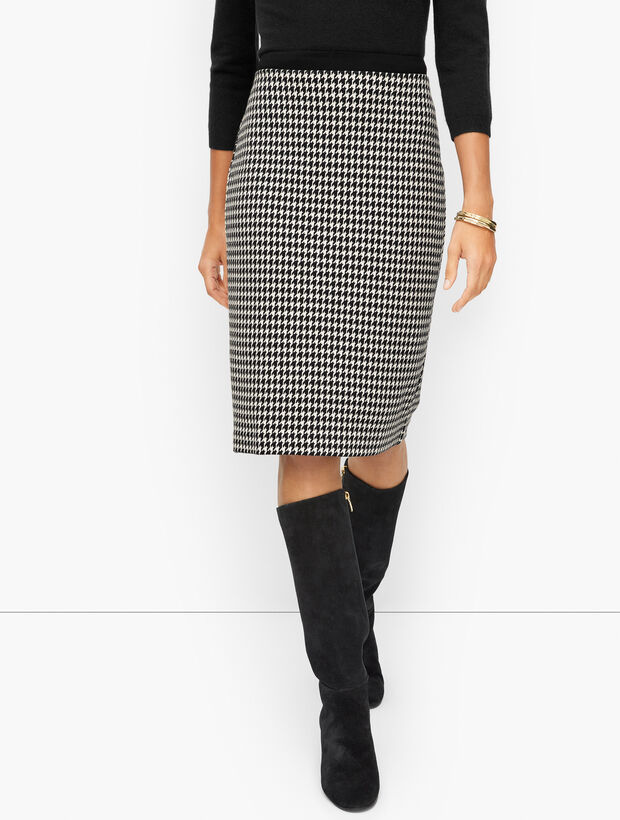 Houndstooth Ponte Pencil Skirt