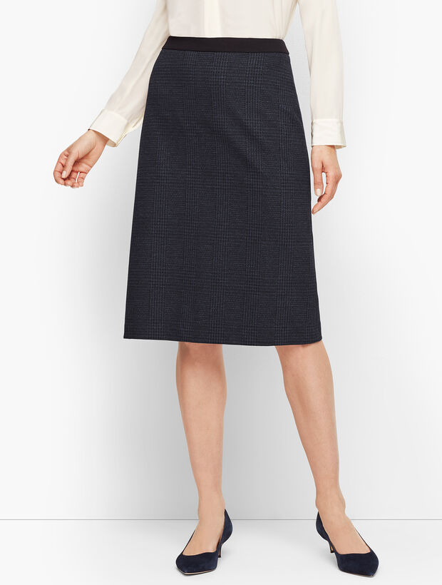 Luxe Knit Plaid A-Line Skirt