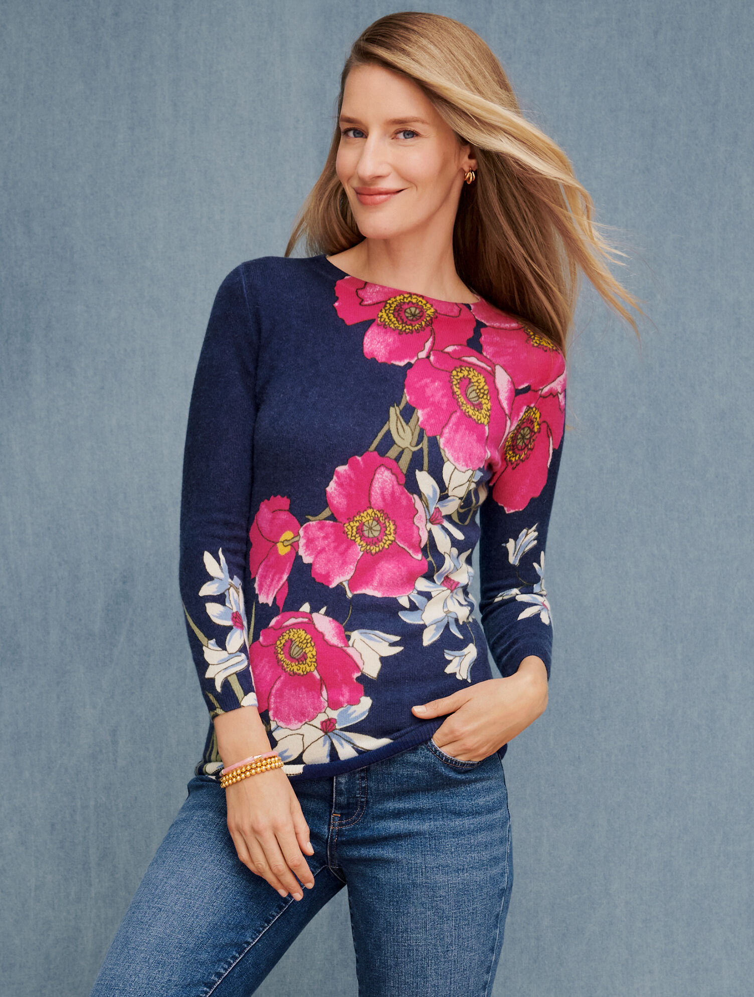 Audrey Cashmere Sweater - Elegant Floral