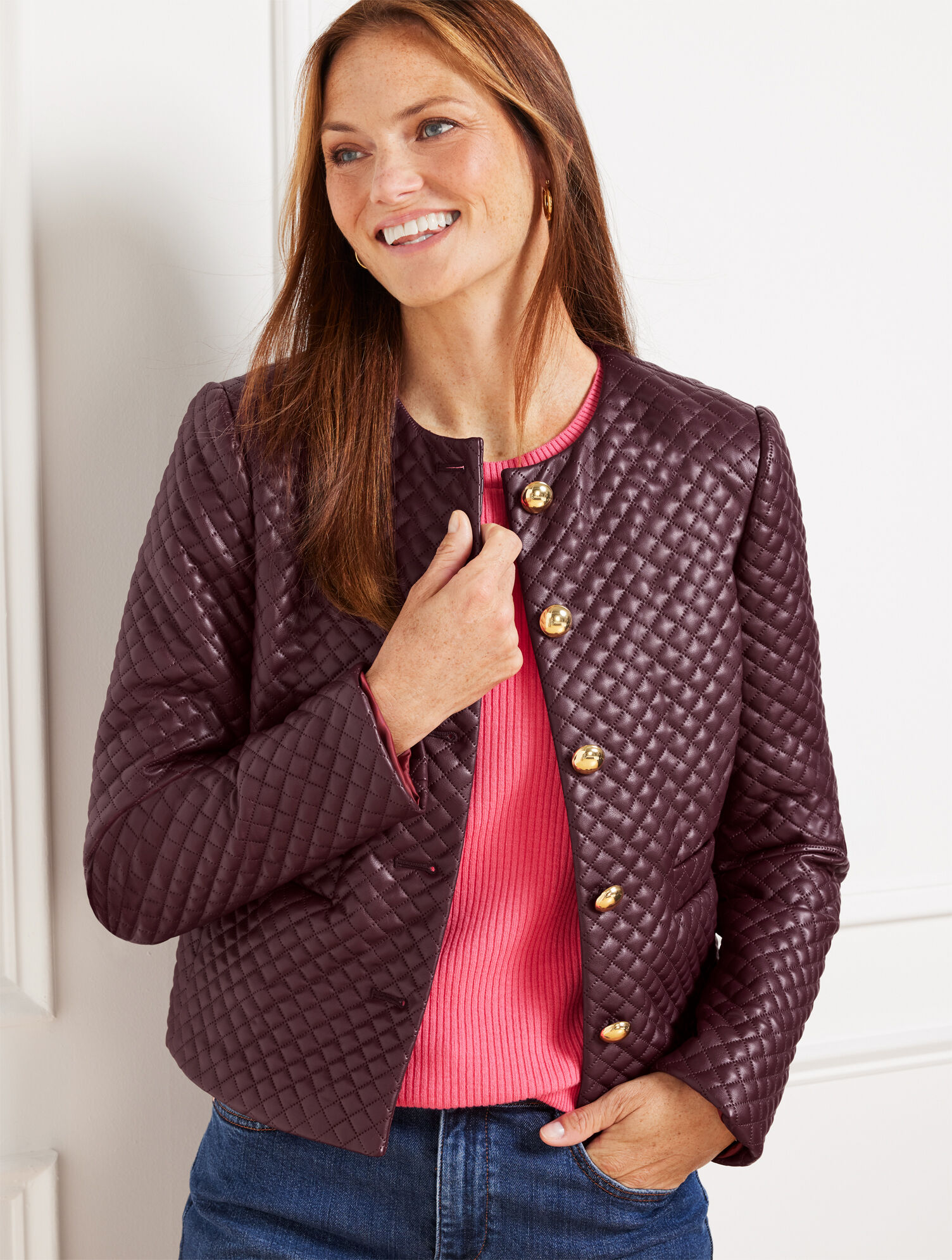 Embossed Faux Leather Jacket | Talbots Embossed Faux Leather Jacket | Talbots