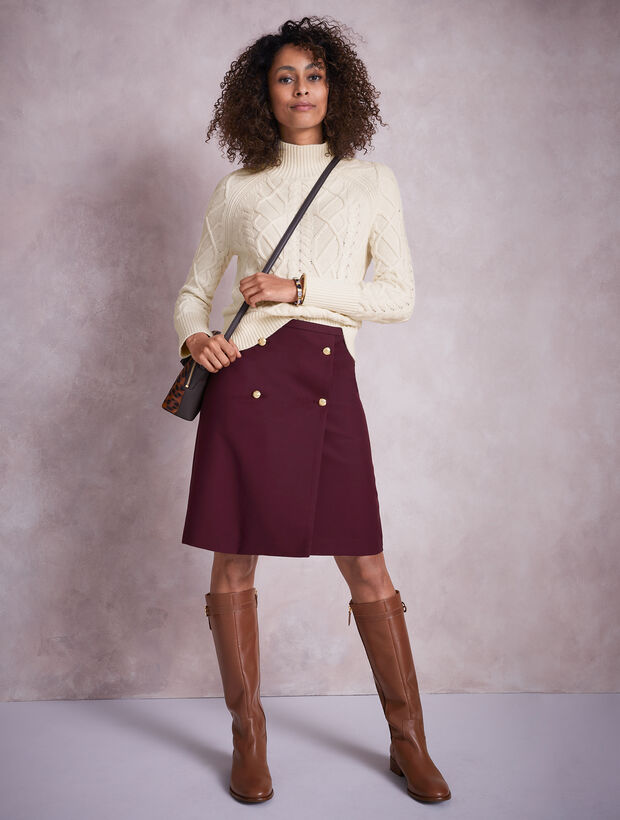 Cable Knit Funnel Neck Sweater