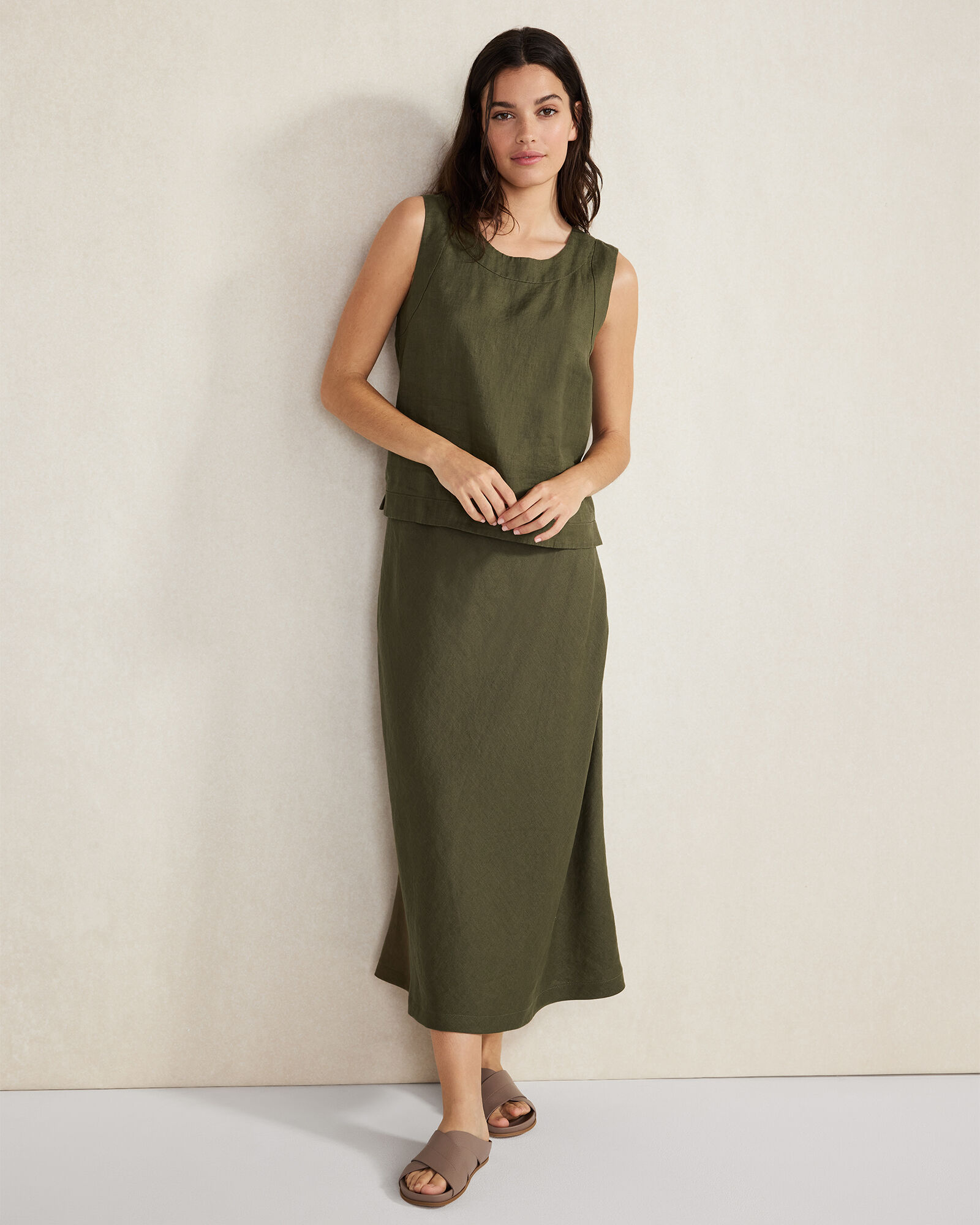Linen Midi Skirt