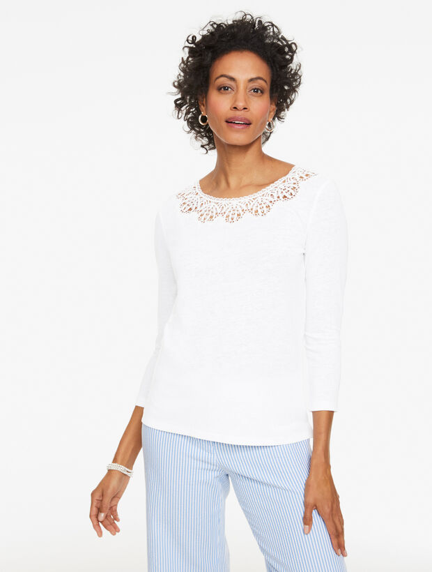 Lace Trim Crewneck Top