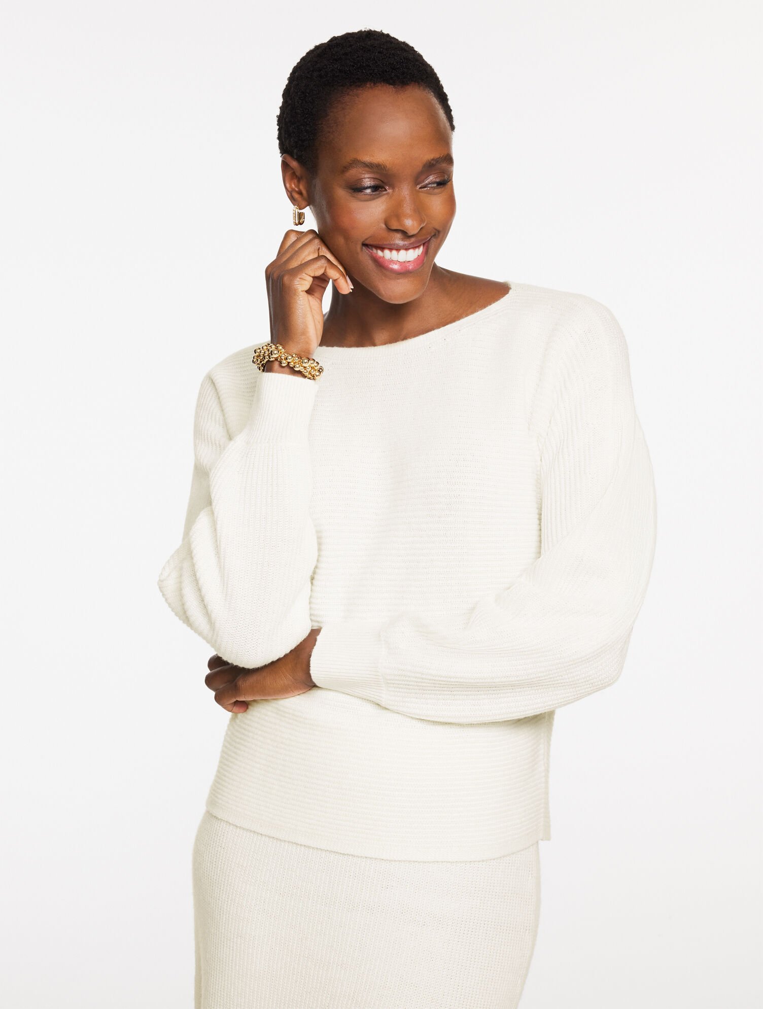 Ribbed Dolman Sleeve Sweater