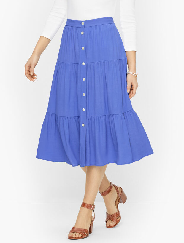Flowy Tiered Button Down Skirt