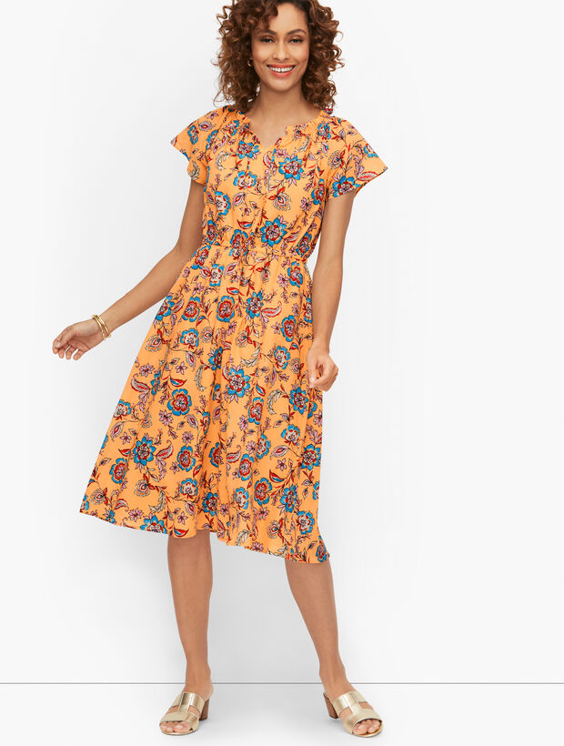 slim fit dress slacks Baltic Born Womens Joanie Smocked Dress | Green Floral