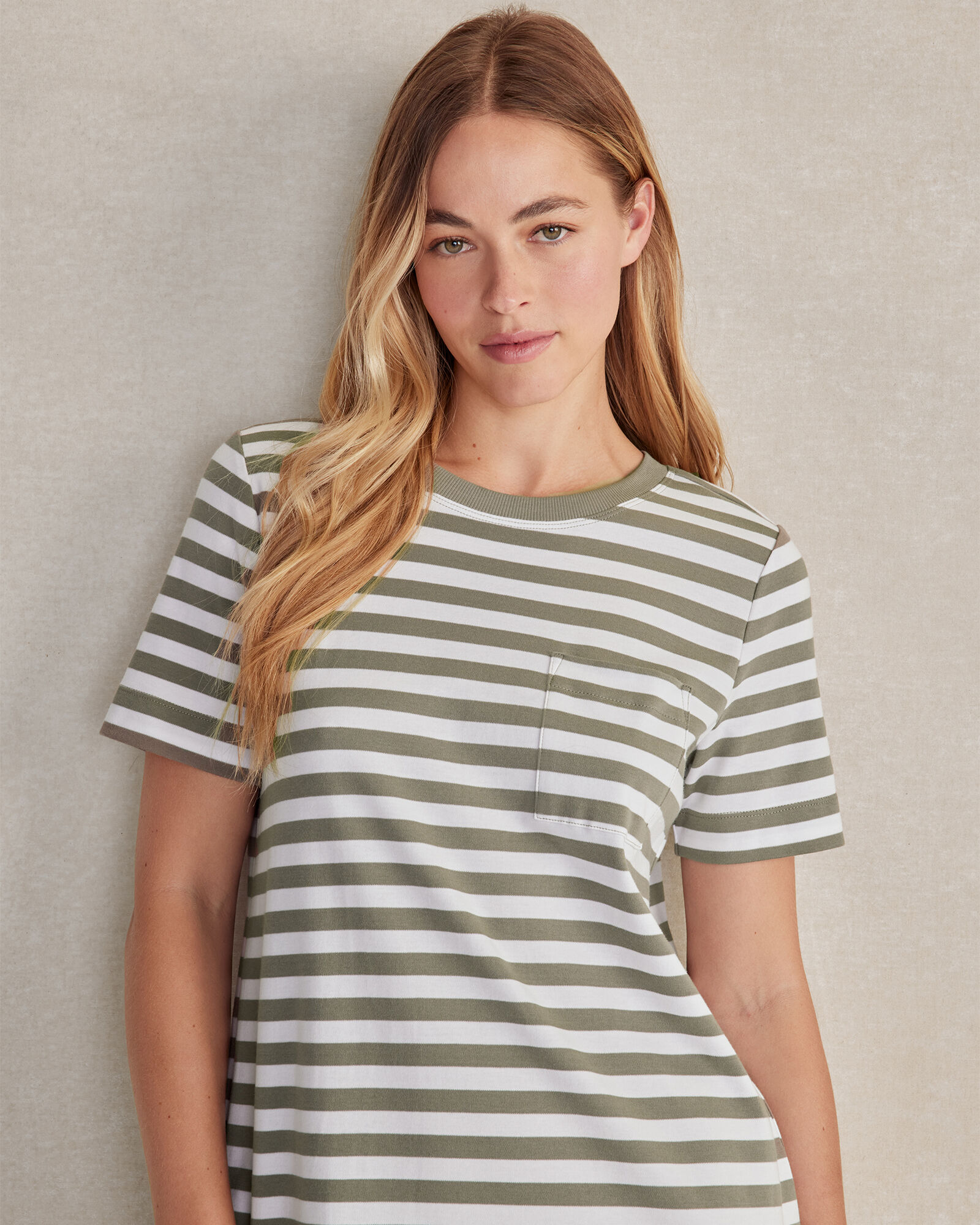 Organic Cotton Interlock Striped T-Shirt Dress | Haven Well Within
