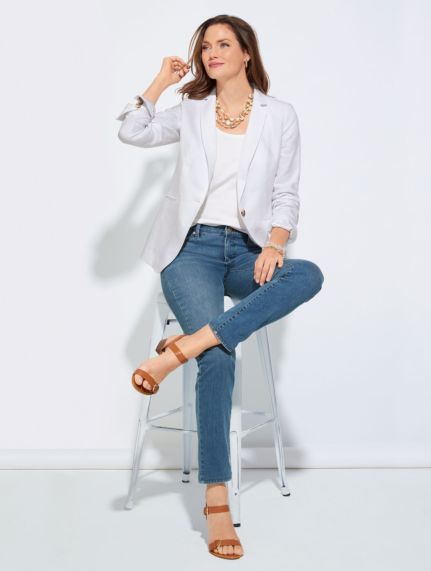 Classic Linen Blazer - White