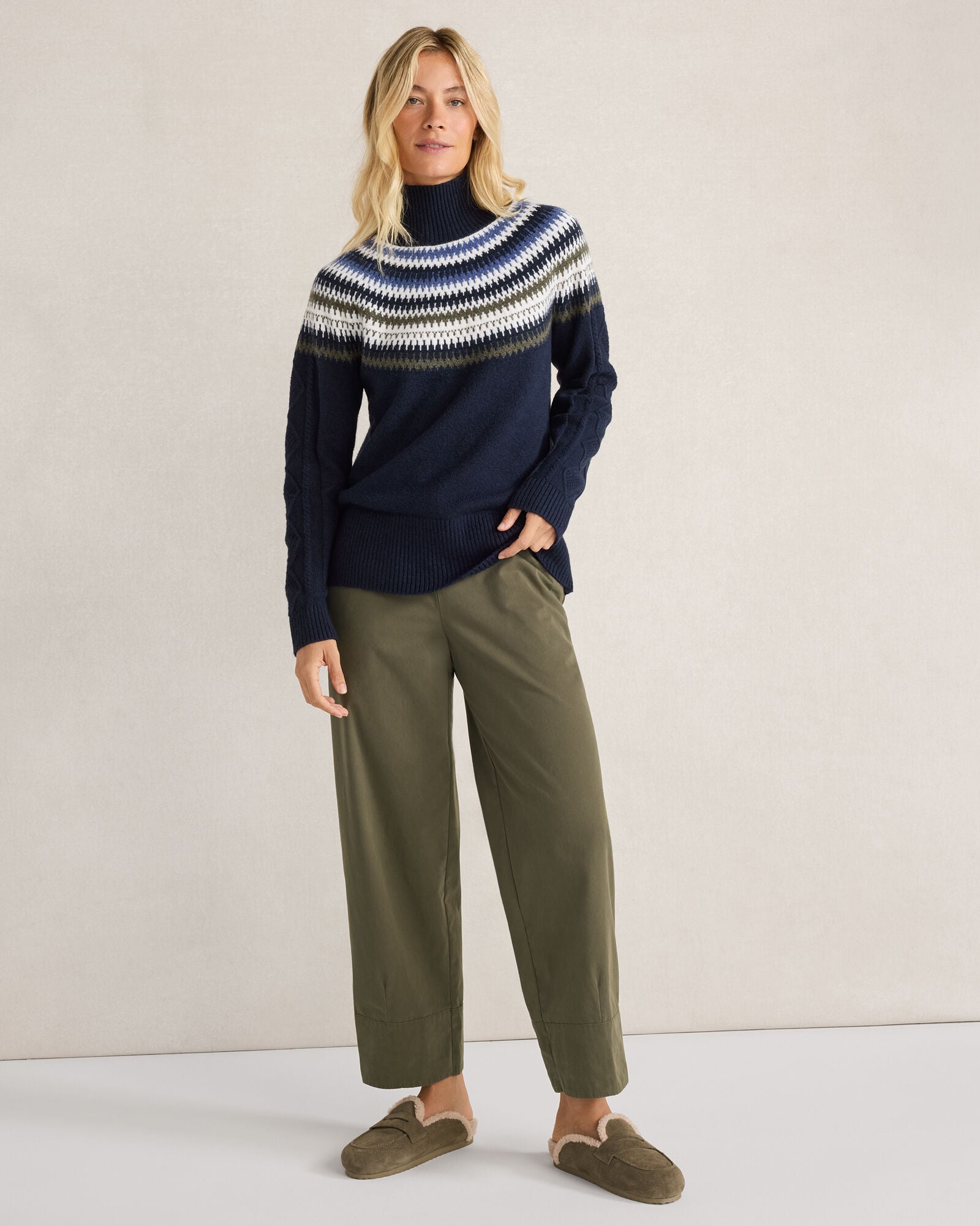 Organic Cotton Blend Fair Isle Mockneck Sweater | Haven Well Within