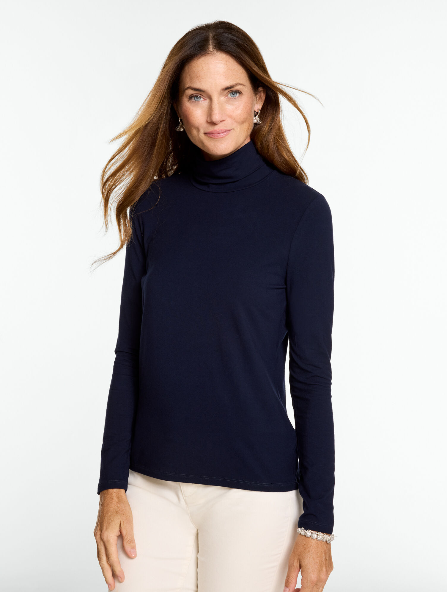Platinum Jersey Turtleneck Top