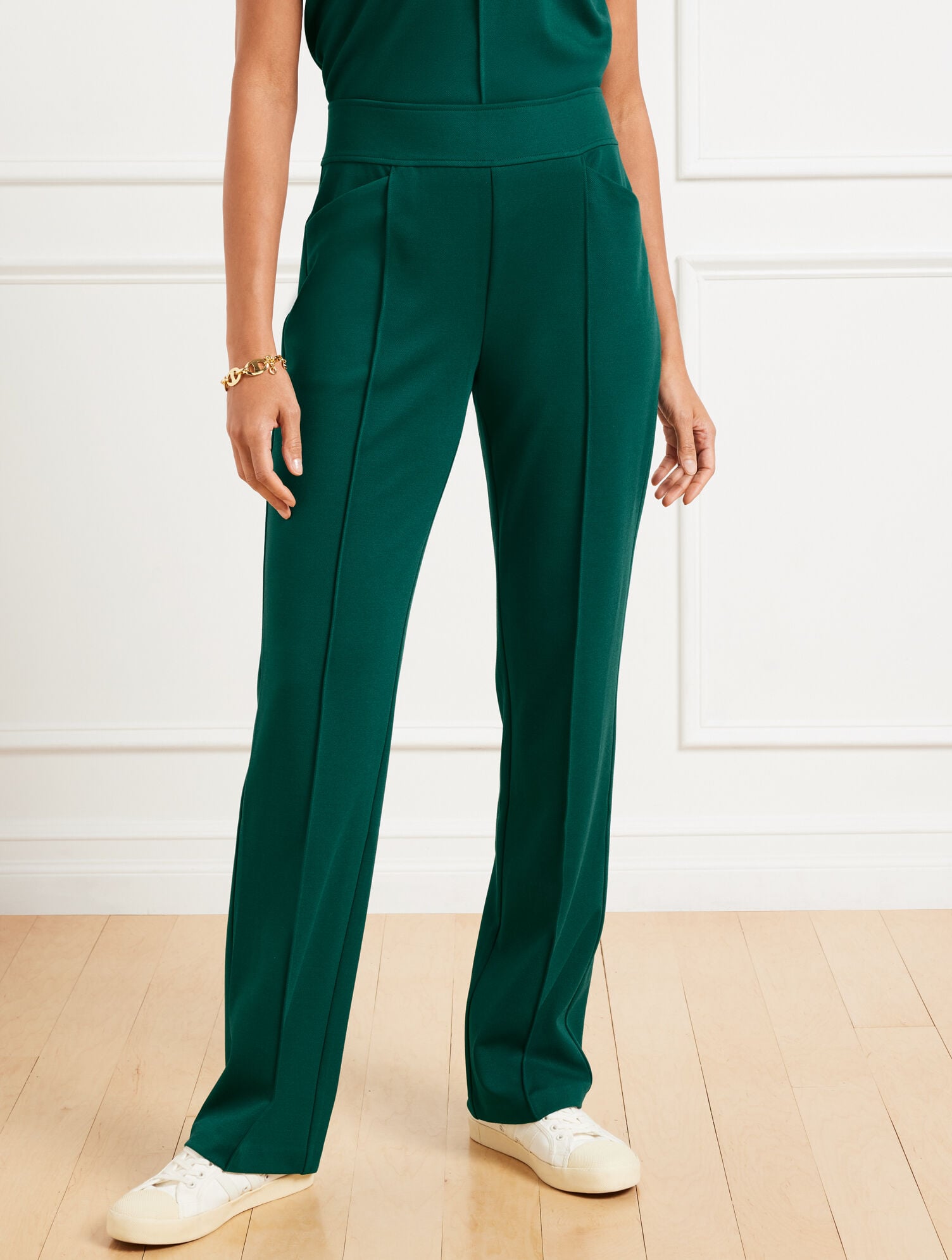 Passport Ponte Pintuck Straight Leg Pants