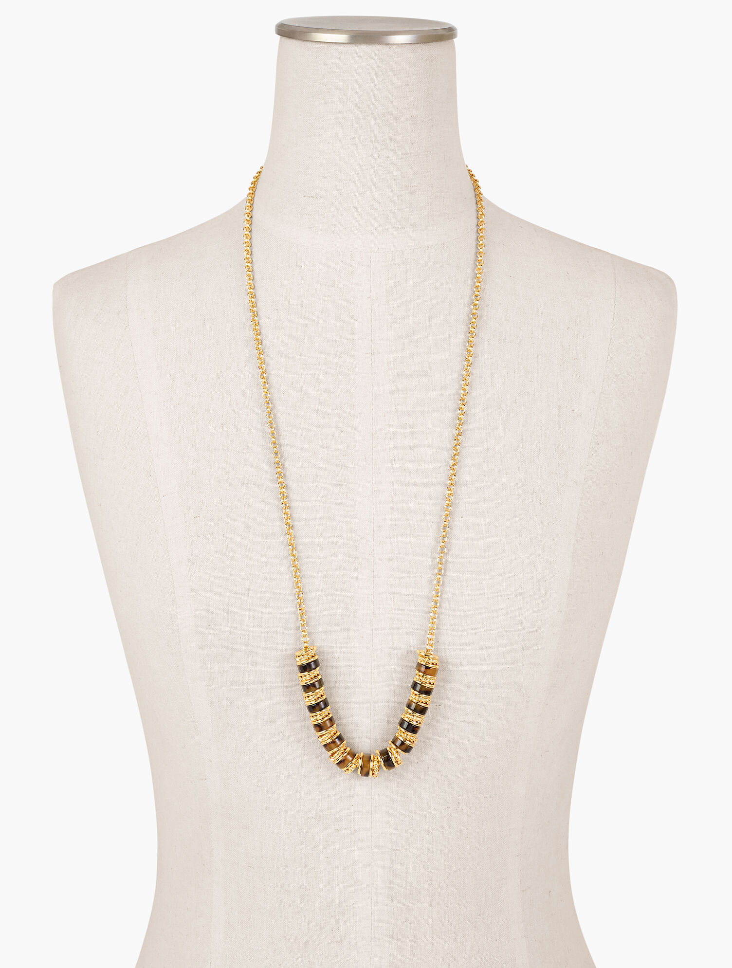 Tortoise &amp; Gold Beaded Necklace