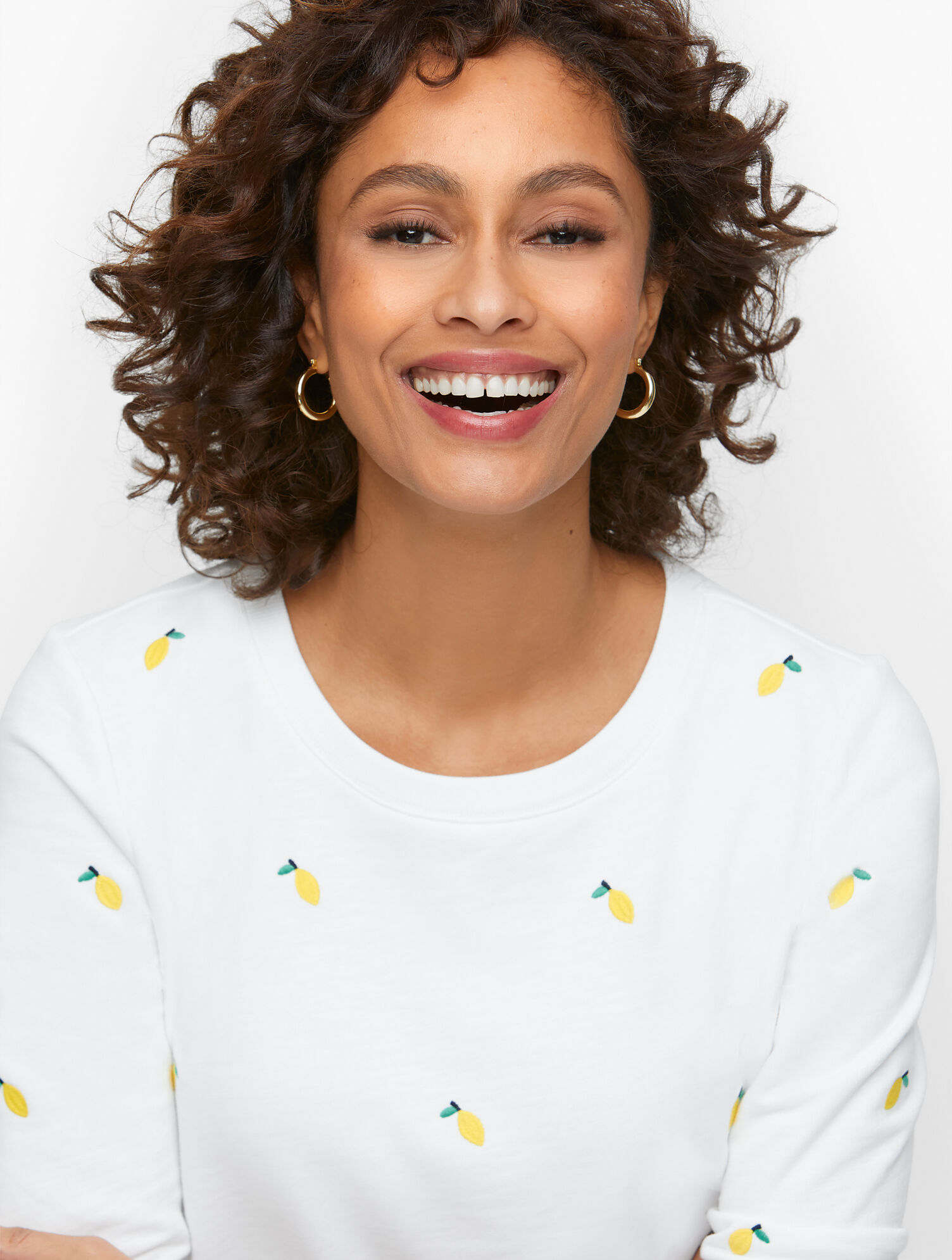 Crewneck Sweatshirt - Embroidered Lemons