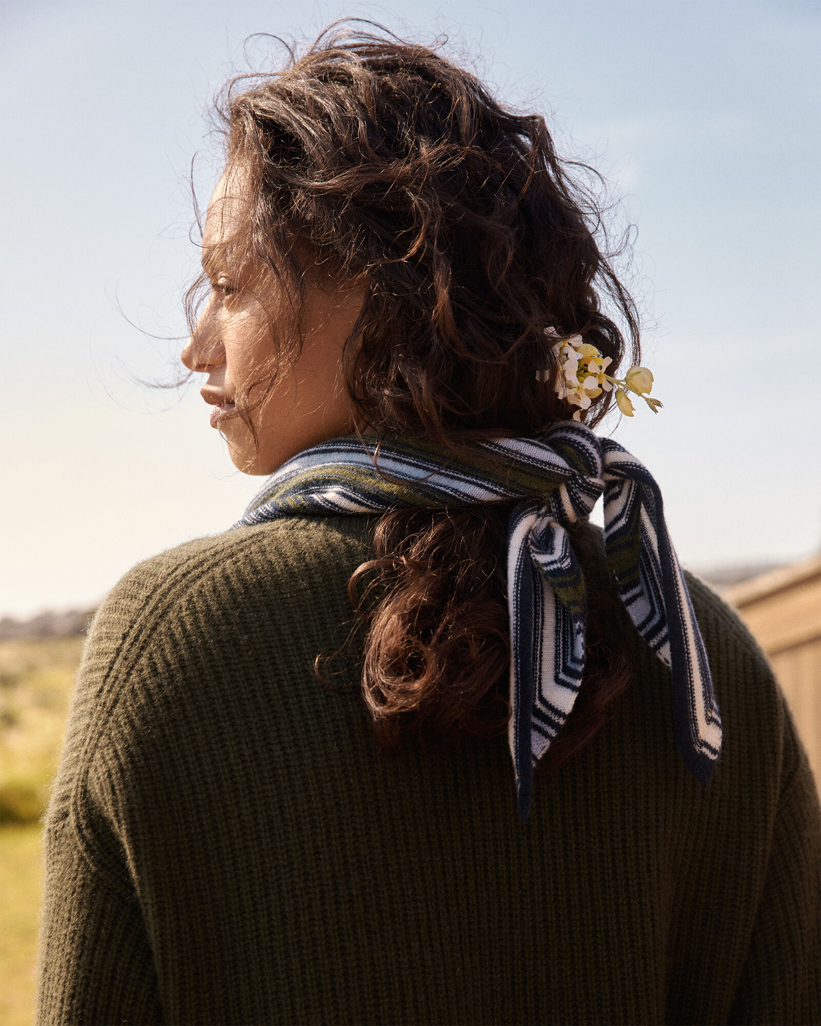 Cashmere Striped Triangle Scarf - thumbnail 6
