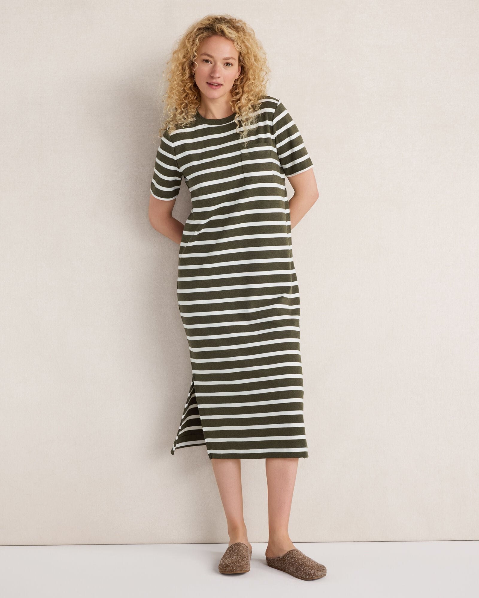 Organic Cotton Interlock Striped Short Sleeve Dress
