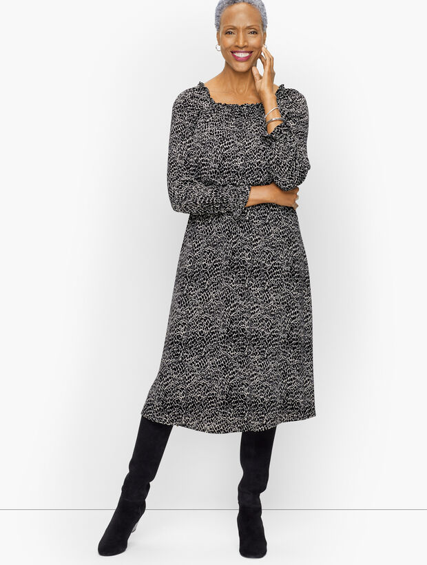 slim fit dress slacks Endlessly Adored Smocked Dress- Raisin main image 1
