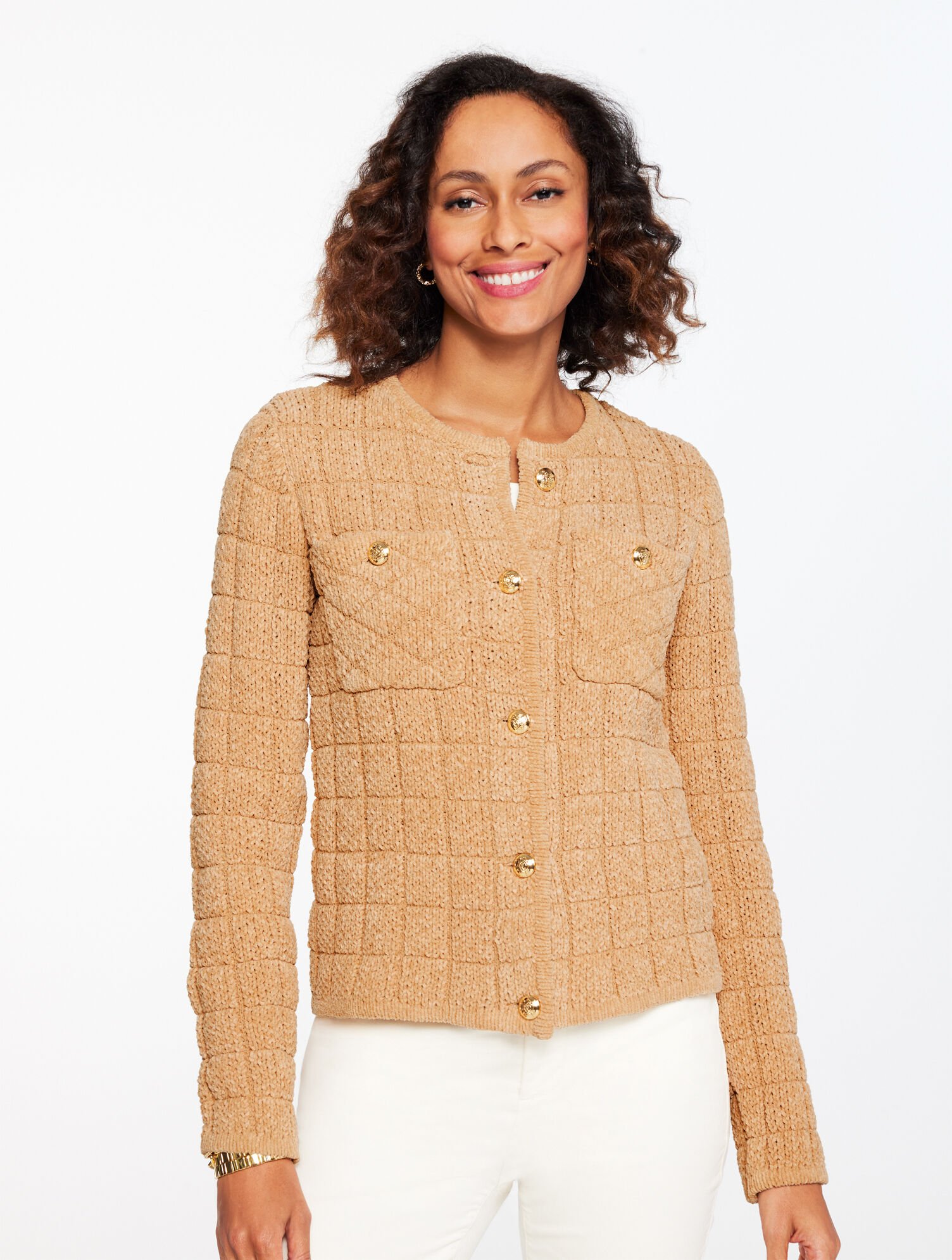 Jacquard Crewneck Cardigan