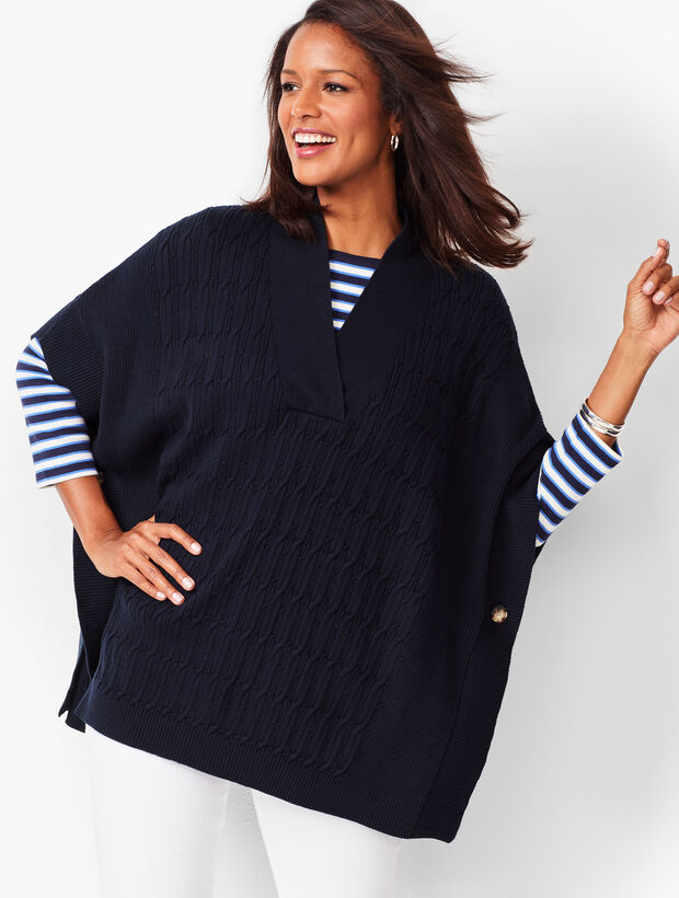 Cable V-Neck Poncho