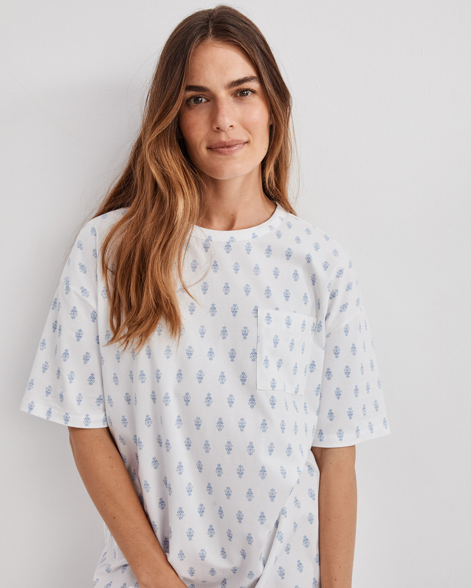 Organic Cotton Jersey Paisley Foulard Sleep Dress