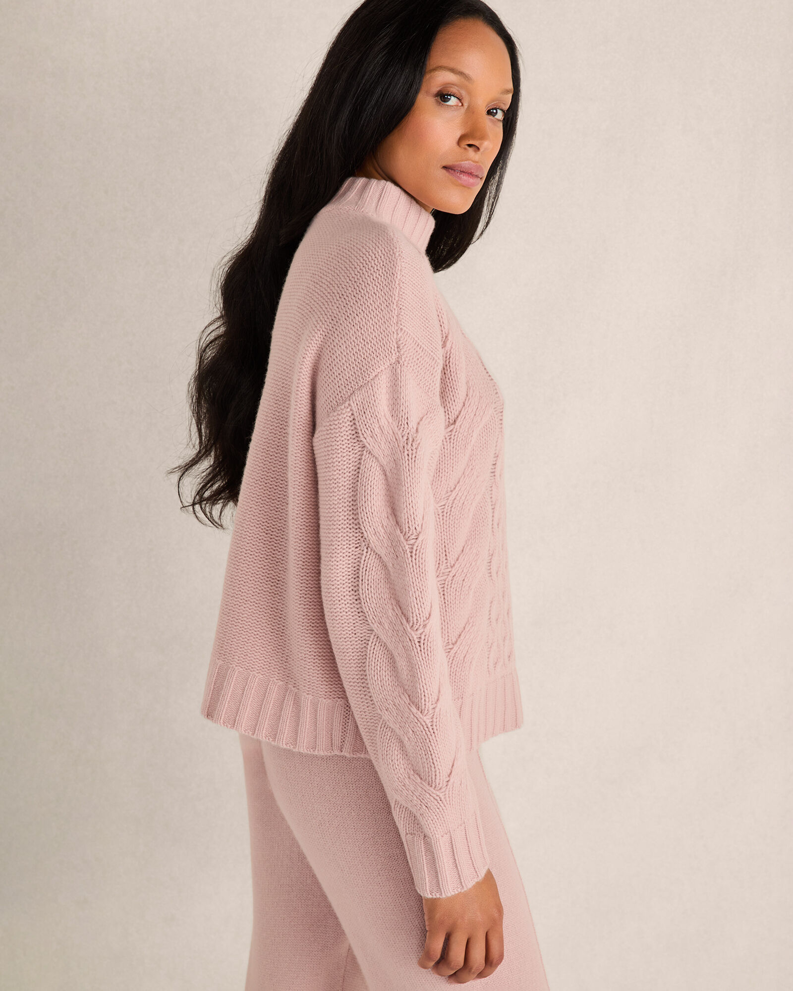 Cashmere Honeycomb Cable Mockneck Sweater | Haven Well Within
