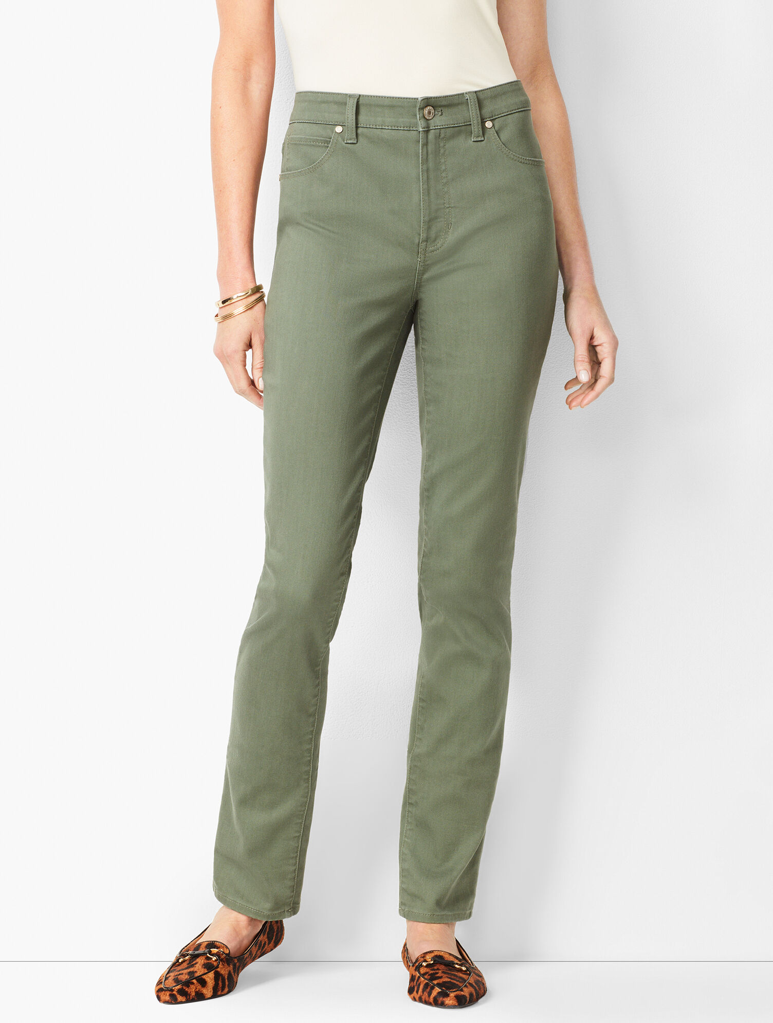 Sage Green Pants - High-Rise Trouser Pants - Straight Leg Pants
