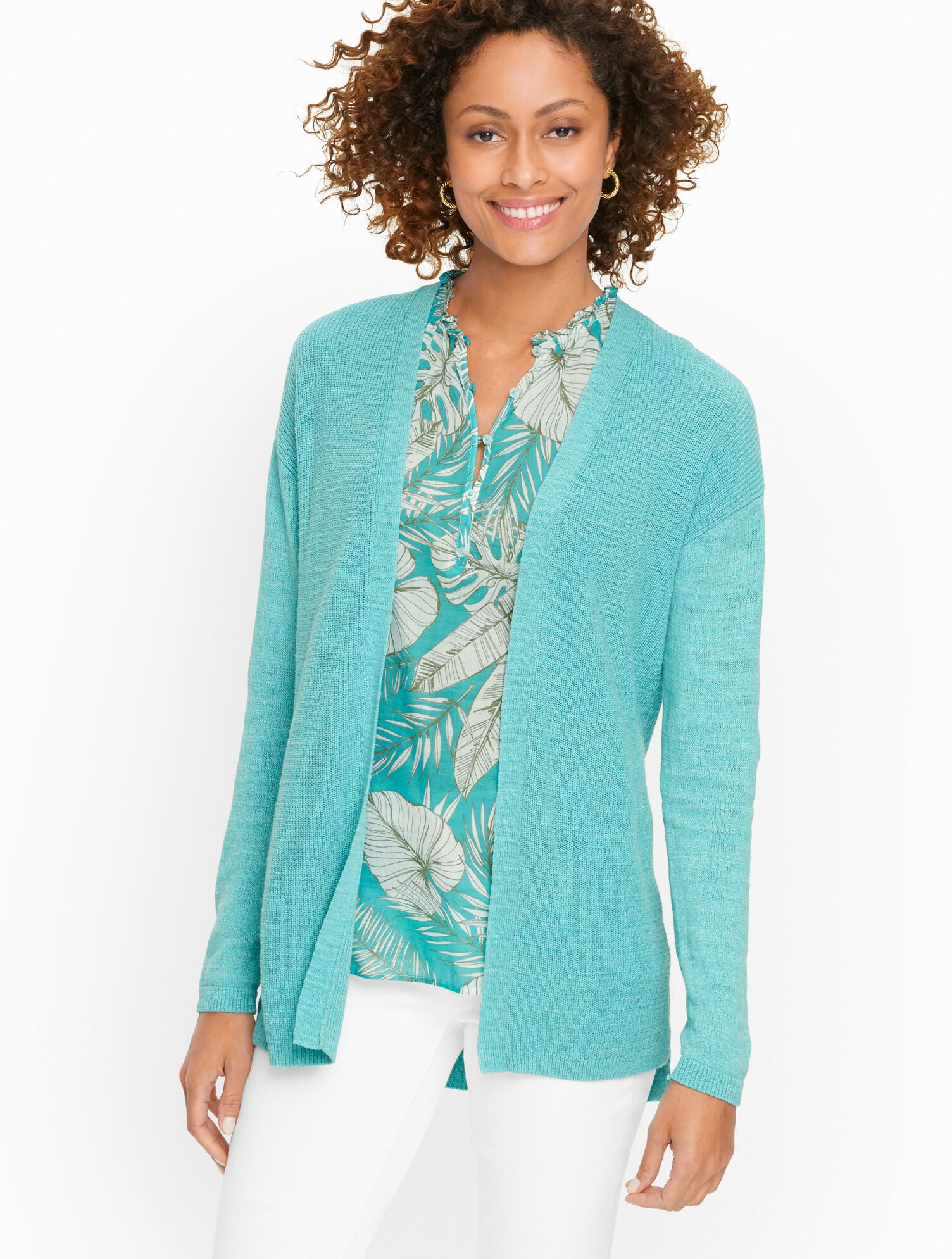 Shaker Stitch Open Front Cardigan | Talbots